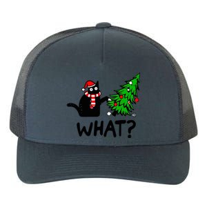 Cat What Christmas Murderous Black Cat Pushing Tree Xmas Gift Yupoong Adult 5-Panel Trucker Hat