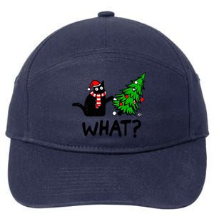 Cat What Christmas Murderous Black Cat Pushing Tree Xmas Gift 7-Panel Snapback Hat