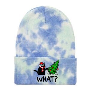 Cat What Christmas Murderous Black Cat Pushing Tree Xmas Gift Tie Dye 12in Knit Beanie