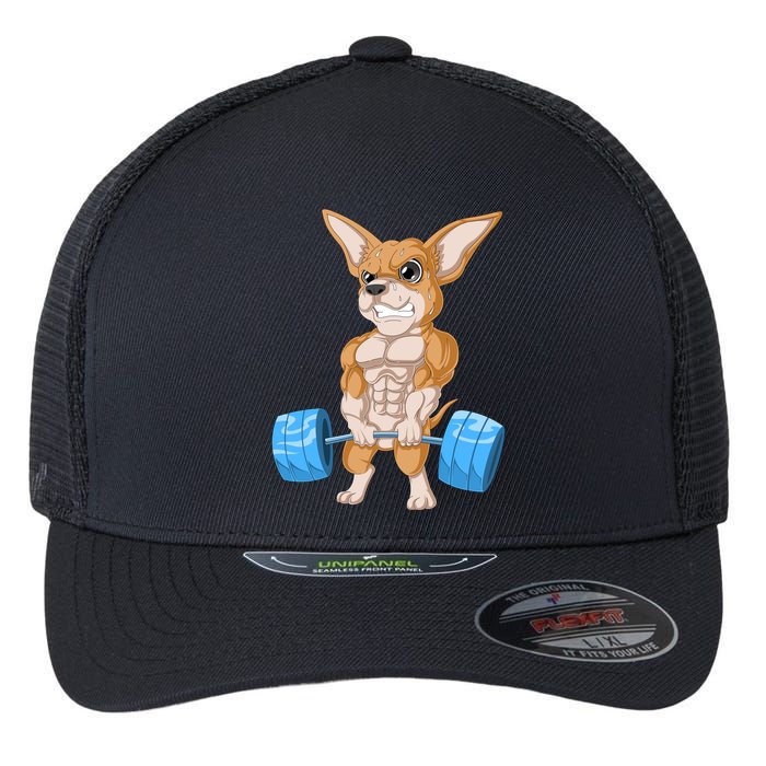 Chihuahua Weightlifting Flexfit Unipanel Trucker Cap