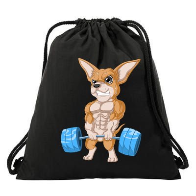 Chihuahua Weightlifting Drawstring Bag