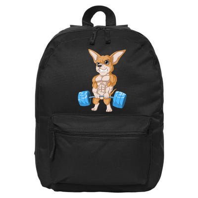 Chihuahua Weightlifting 16 in Basic Backpack