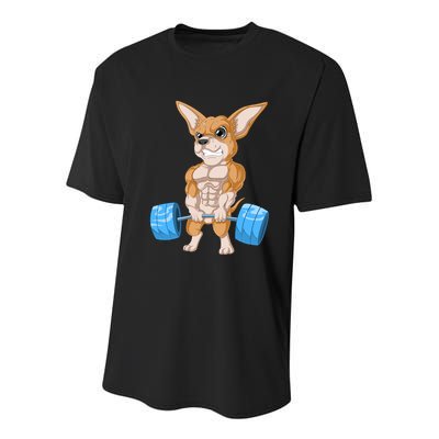Chihuahua Weightlifting Youth Performance Sprint T-Shirt