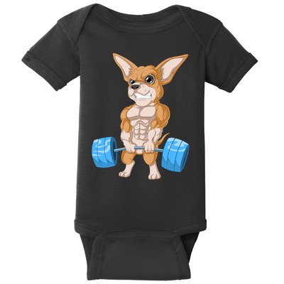 Chihuahua Weightlifting Baby Bodysuit