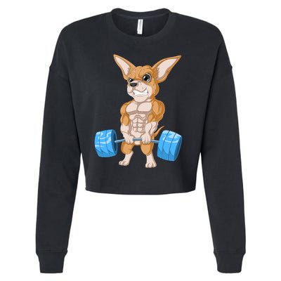 Chihuahua Weightlifting Cropped Pullover Crew