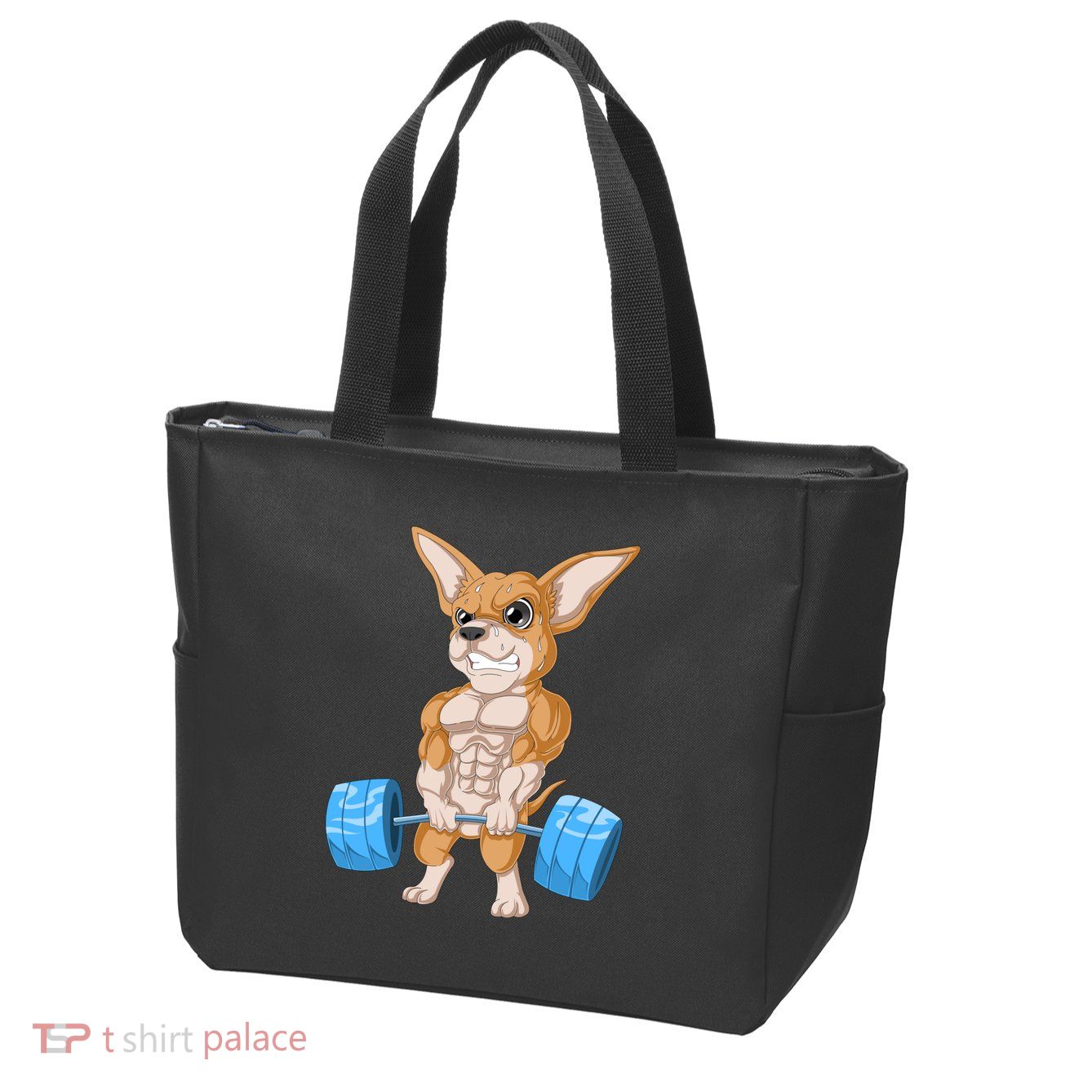 Chihuahua Weightlifting Zip Tote Bag