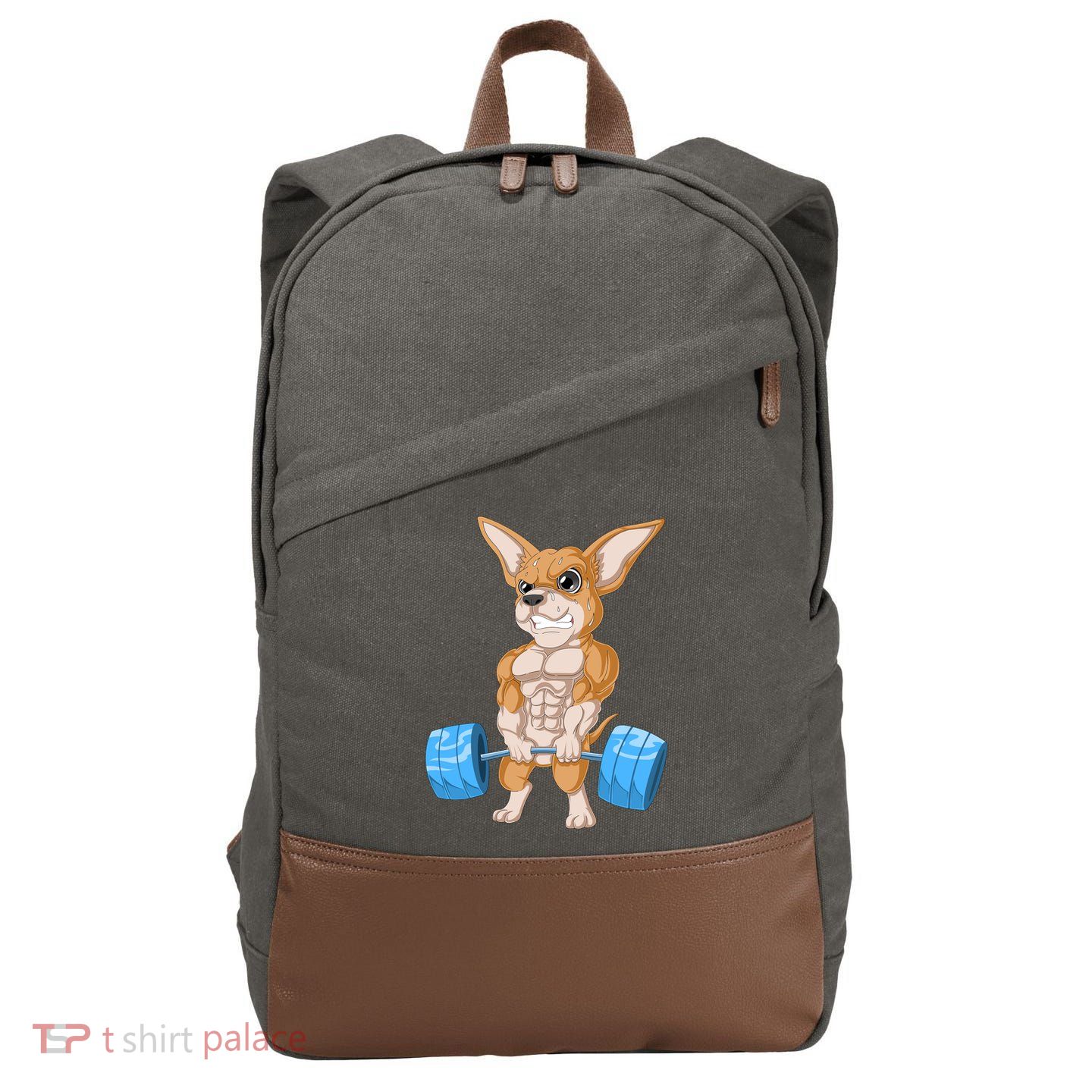 Chihuahua Weightlifting Cotton Canvas Backpack