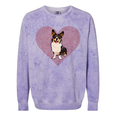 Cardigan Welsh Corgi Valentines Day Dog Love Fingerprint Colorblast Crewneck Sweatshirt