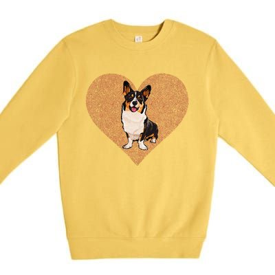 Cardigan Welsh Corgi Valentines Day Dog Love Fingerprint Premium Crewneck Sweatshirt