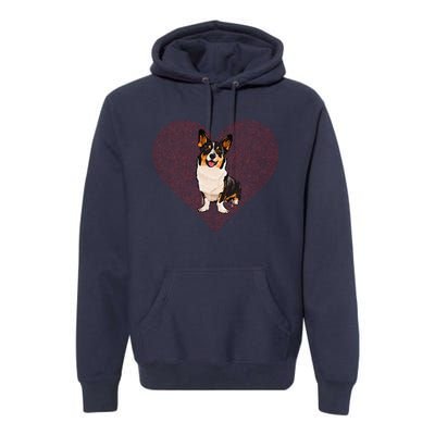 Cardigan Welsh Corgi Valentines Day Dog Love Fingerprint Premium Hoodie