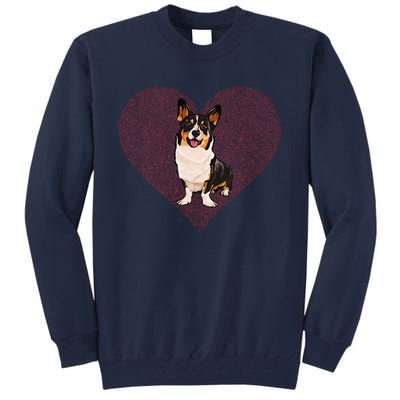 Cardigan Welsh Corgi Valentines Day Dog Love Fingerprint Tall Sweatshirt