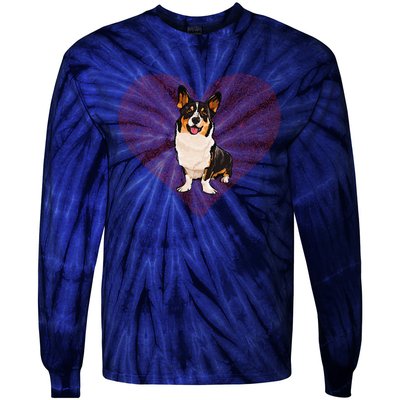 Cardigan Welsh Corgi Valentines Day Dog Love Fingerprint Tie-Dye Long Sleeve Shirt