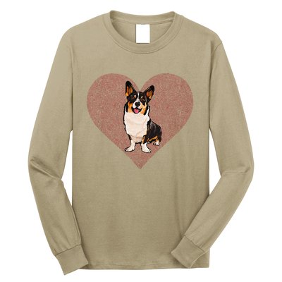 Cardigan Welsh Corgi Valentines Day Dog Love Fingerprint Long Sleeve Shirt