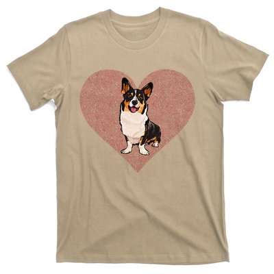 Cardigan Welsh Corgi Valentines Day Dog Love Fingerprint T-Shirt