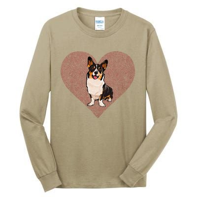 Cardigan Welsh Corgi Valentines Day Dog Love Fingerprint Tall Long Sleeve T-Shirt