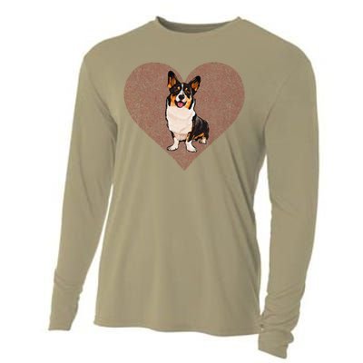 Cardigan Welsh Corgi Valentines Day Dog Love Fingerprint Cooling Performance Long Sleeve Crew