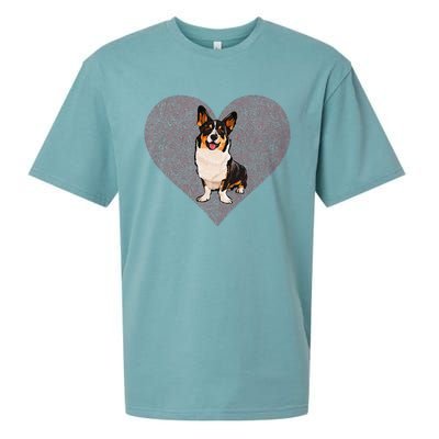 Cardigan Welsh Corgi Valentines Day Dog Love Fingerprint Sueded Cloud Jersey T-Shirt