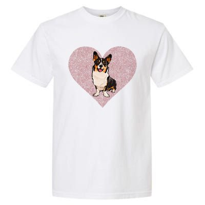 Cardigan Welsh Corgi Valentines Day Dog Love Fingerprint Garment-Dyed Heavyweight T-Shirt