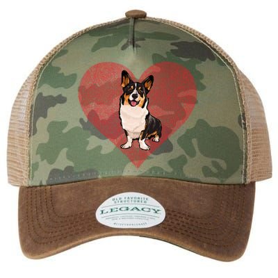 Cardigan Welsh Corgi Valentines Day Dog Love Fingerprint Cute Gift Legacy Tie Dye Trucker Hat