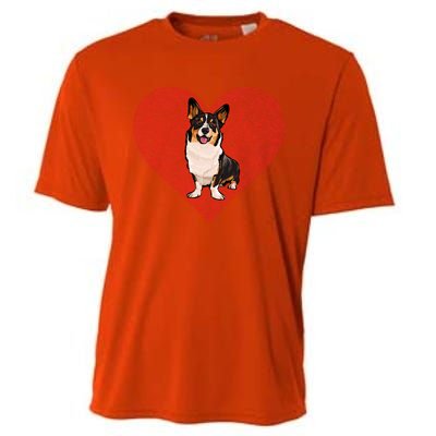 Cardigan Welsh Corgi Valentines Day Dog Love Fingerprint Cute Gift Cooling Performance Crew T-Shirt