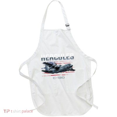 Cargo Warplane C130 Hercules Military Full-Length Apron With Pockets