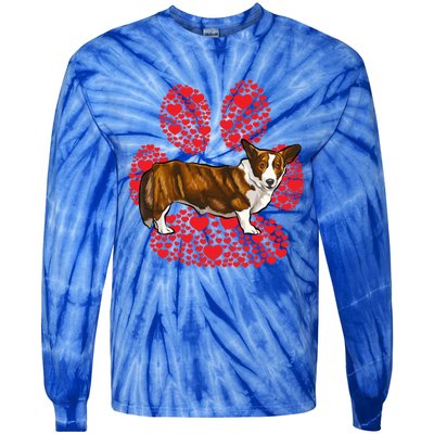 Cardigan Welsh Corgi Valentines Day Dog Love Paw Meaningful Gift Tie-Dye Long Sleeve Shirt