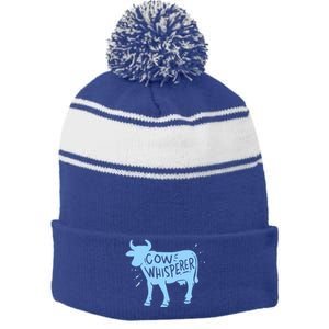 Cow Whisperer Cow Farmer & Rancher Cute Gift Stripe Pom Pom Beanie