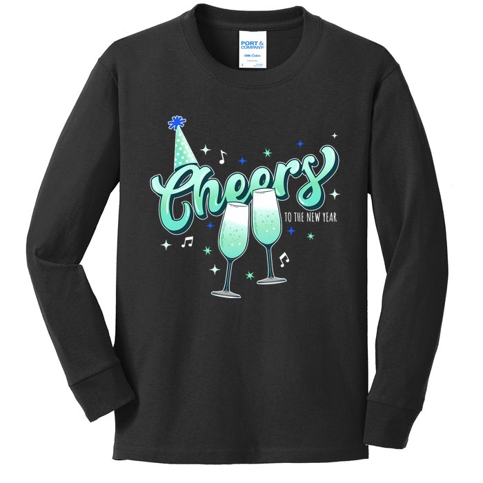 Cheers Wine Christmas Holiday Season Xmas Kids Long Sleeve Shirt