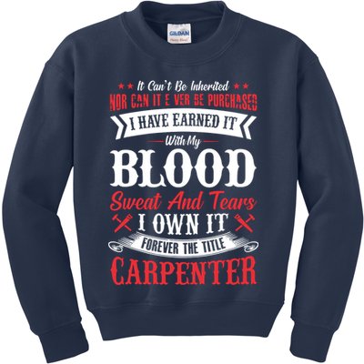 Carpenter Woodworking Kids Sweatshirt