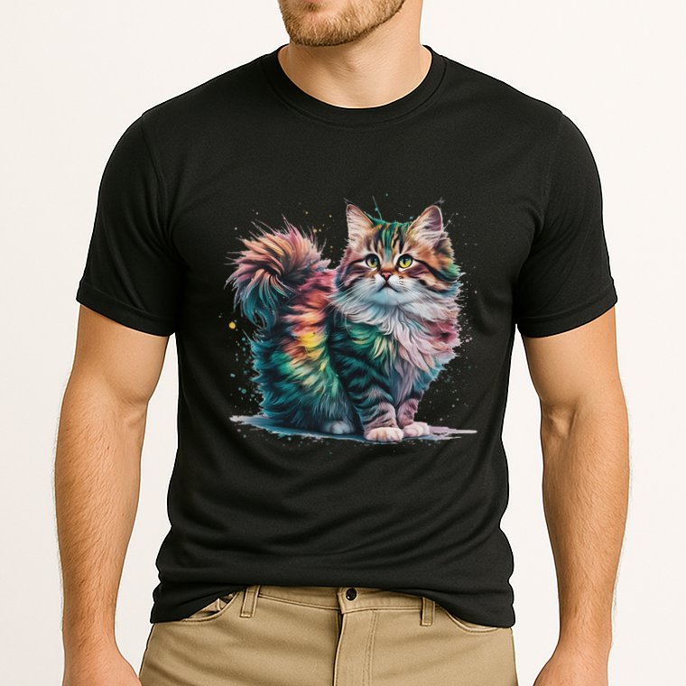 Cat Women Colourful Watercolour Cat Cooling Performance Crew T-Shirt