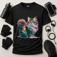Cat Women Colourful Watercolour Cat Cooling Performance Crew T-Shirt