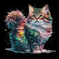 Cat Women Colourful Watercolour Cat Cooling Performance Crew T-Shirt