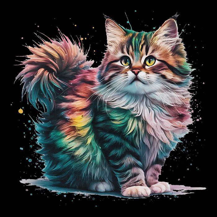 Cat Women Colourful Watercolour Cat Cooling Performance Crew T-Shirt