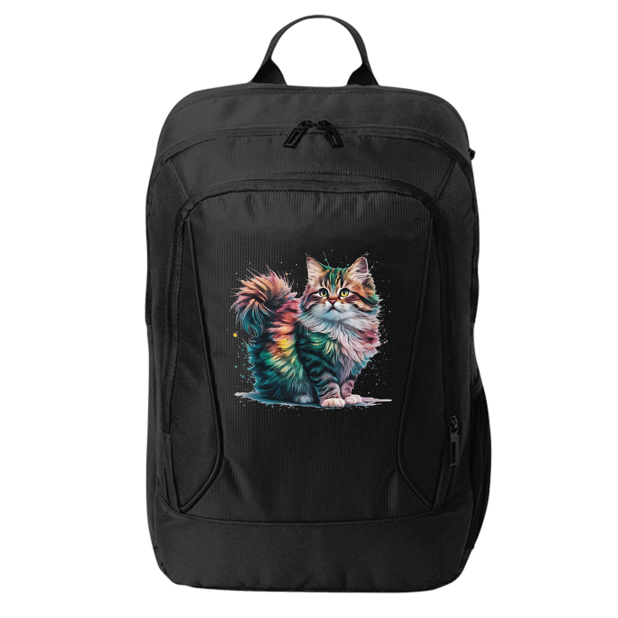 Cat Women Colourful Watercolour Cat City Backpack