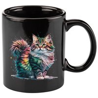 Cat Women Colourful Watercolour Cat 11oz C Handle Ceramic Mug