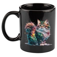 Cat Women Colourful Watercolour Cat 11oz C Handle Ceramic Mug
