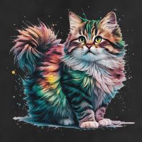 Cat Women Colourful Watercolour Cat 11oz C Handle Ceramic Mug