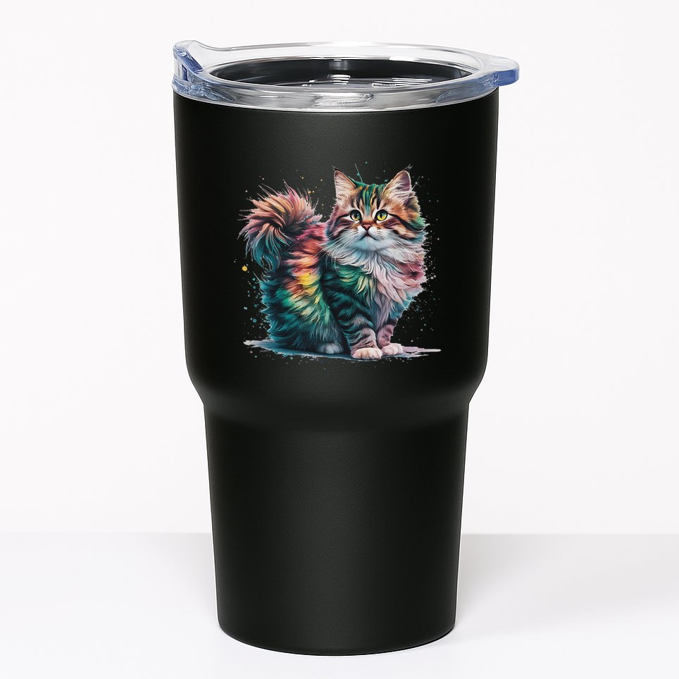 Cat Women Colourful Watercolour Cat Tumbler