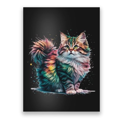 Cat Women Colourful Watercolour Cat Poster
