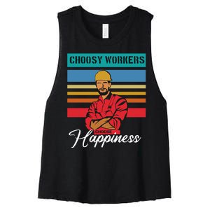 Choosy Workers Choose Happiness Women's Racerback Cropped Tank