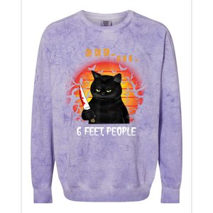 Creepy Witch Cat And Knife 6 Feet People Horrible Halloween Funny Gift Colorblast Crewneck Sweatshirt