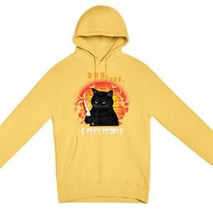 Creepy Witch Cat And Knife 6 Feet People Horrible Halloween Funny Gift Premium Pullover Hoodie