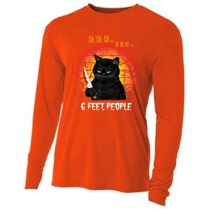 Creepy Witch Cat And Knife 6 Feet People Horrible Halloween Funny Gift Cooling Performance Long Sleeve Crew