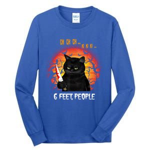 Creepy Witch Cat And Knife 6 Feet People Horrible Halloween Funny Gift Tall Long Sleeve T-Shirt