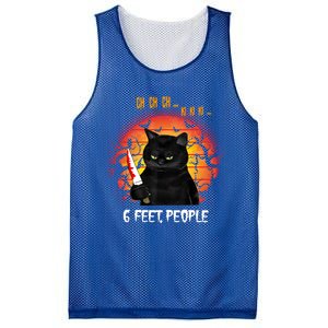 Creepy Witch Cat And Knife 6 Feet People Horrible Halloween Funny Gift Mesh Reversible Basketball Jersey Tank