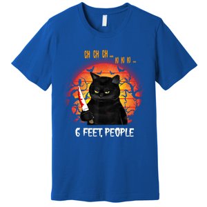 Creepy Witch Cat And Knife 6 Feet People Horrible Halloween Funny Gift Premium T-Shirt