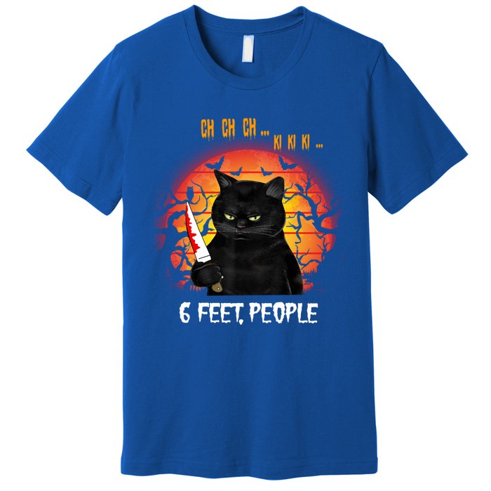 Creepy Witch Cat And Knife 6 Feet People Horrible Halloween Funny Gift Premium T-Shirt