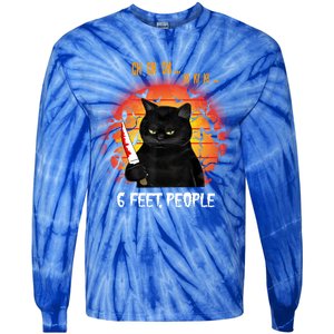 Creepy Witch Cat And Knife 6 Feet People Horrible Halloween Funny Gift Tie-Dye Long Sleeve Shirt