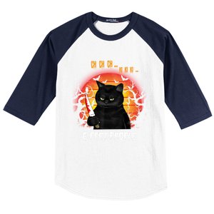 Creepy Witch Cat And Knife 6 Feet People Horrible Halloween Funny Gift Baseball Sleeve Shirt