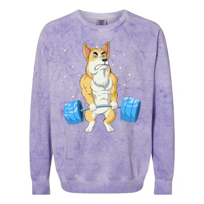 Corgi Weightlifting Colorblast Crewneck Sweatshirt